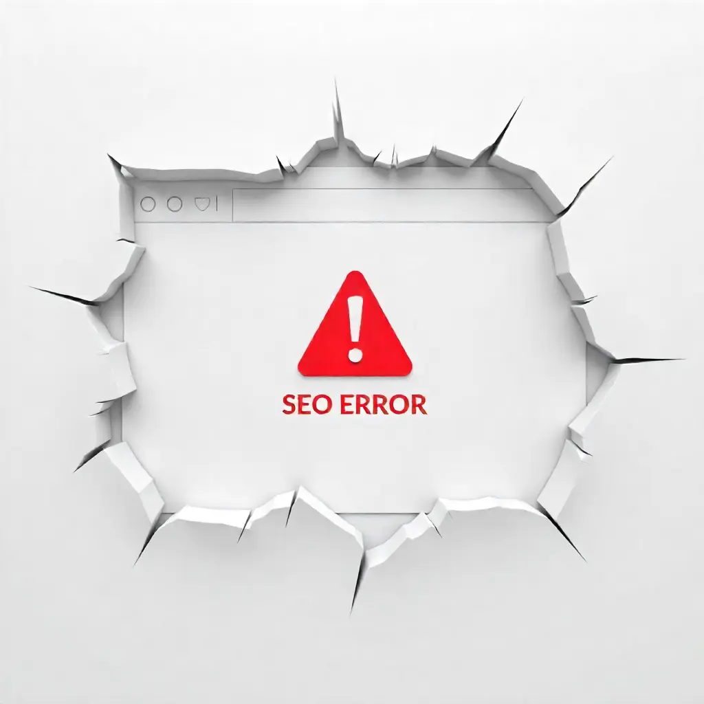 SEO error warning on website image created by the best freelance digital marketer in Thrissur